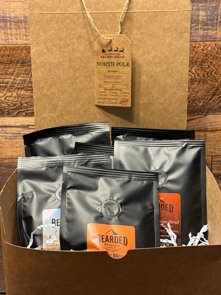 Holiday Coffee Sampler Gift Box - 6 Fresh - Roasted Specialty Grade 2oz Packs | Perfect Coffee Gift Set for Christmas - Bearded Mountain Coffee Company - product_type